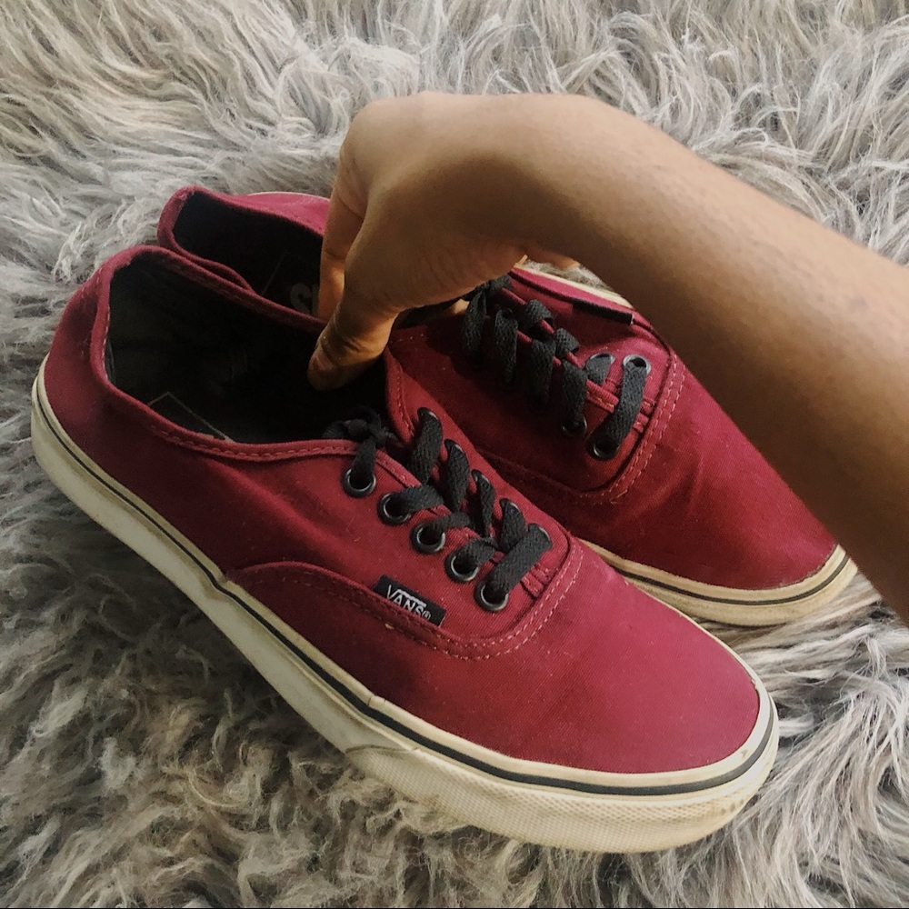 Black and Red Canvas Vans 🚀